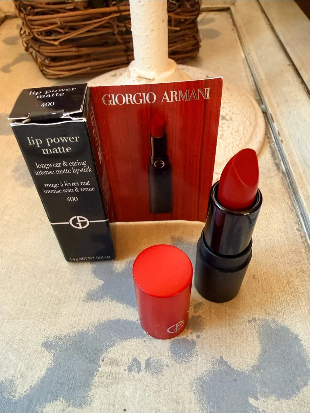 Giorgio Armani Lip Power Matte 400 - travel size red lip color NEW